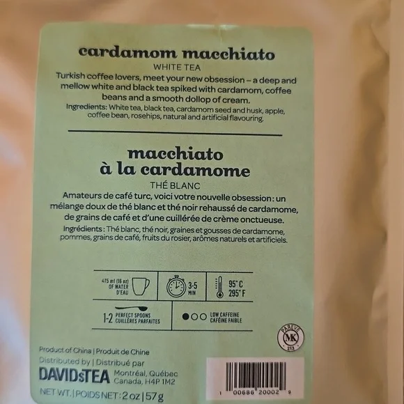 NEW DAVIDsTEA Cardamom Macchiato Tea 50 g Sealed Discontinued Lot of 4 Bags